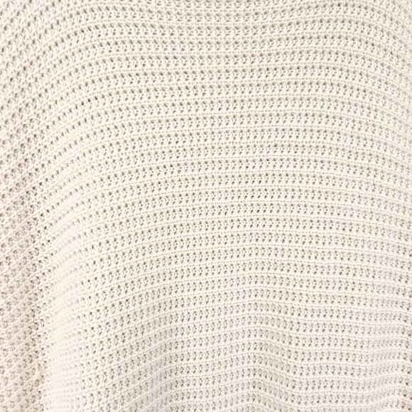 Free People Cold Shoulder Top Women's Small Ivory Raw Fringe Boho Waffle Sweater - Picture 11 of 12